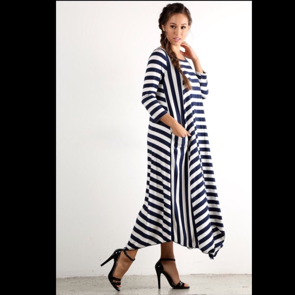 Black + White Striped Dress - Picture 2 of 3
